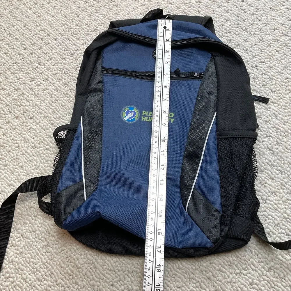 abPrime Pledge to Humanity Backpack Adult Unisex Blue Black Straps Mesh Pockets